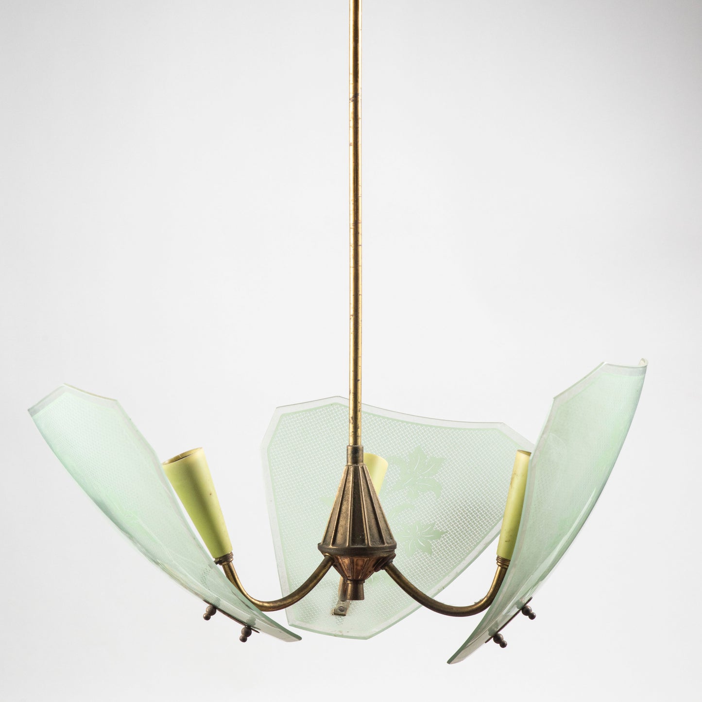 Lampadario vintage anni 50 vetro satinato verde
