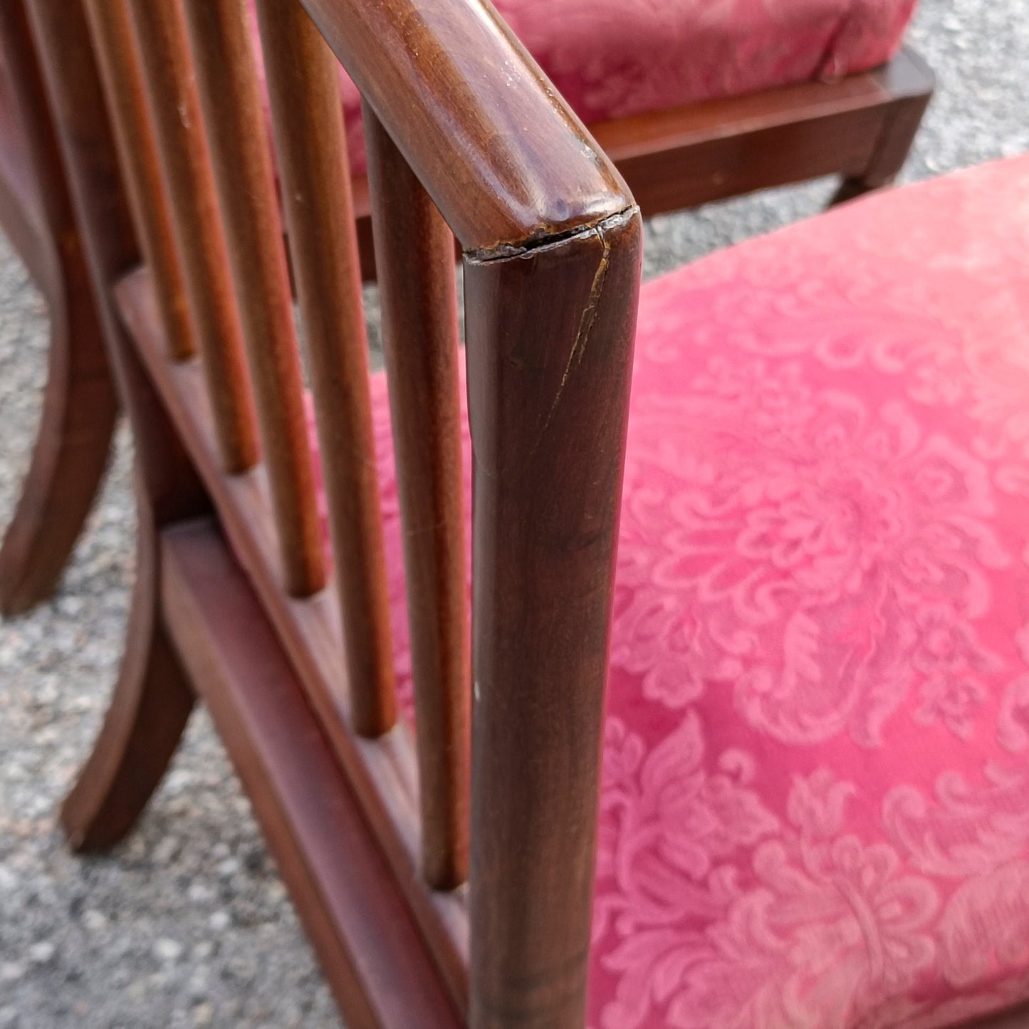 coppia sedie poltroncine in tessuto e legno