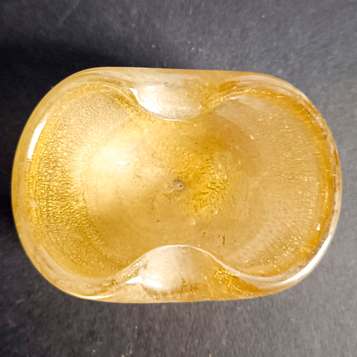 Portacenere svuota tasche ciotola in vetro decorata a foglia oro Italia 1950