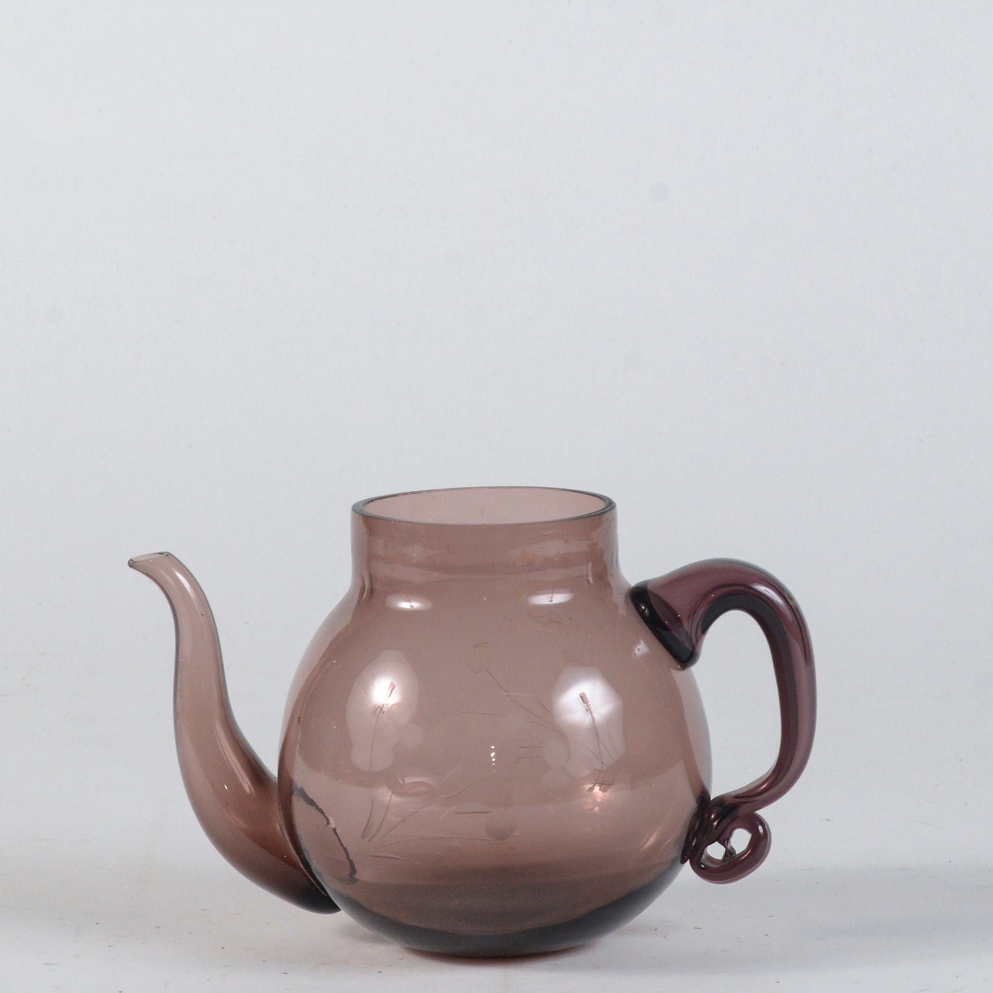 Teiera in vetro di Murano soffiato color viola Italia 1950