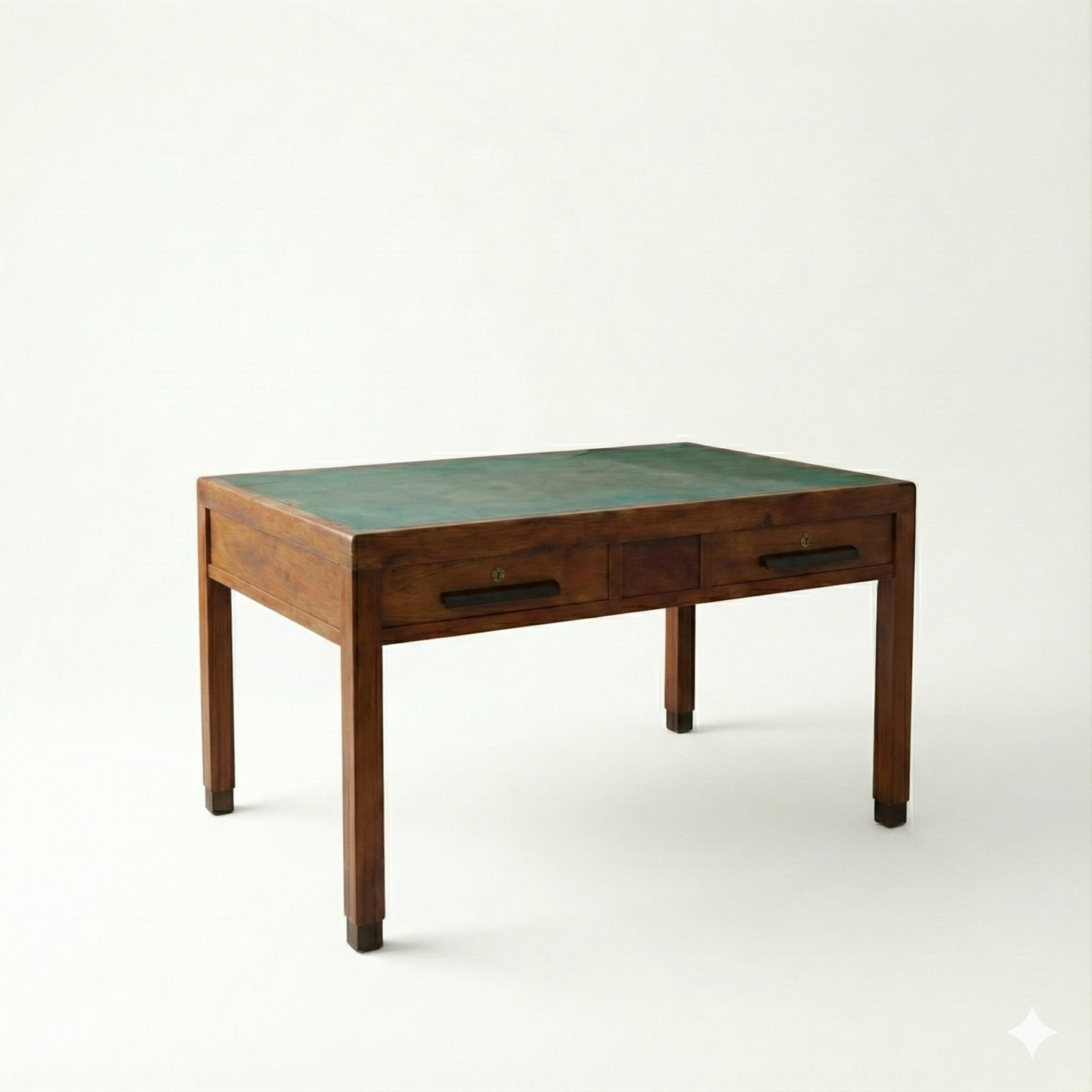 Scrivania da ufficio periodo art decò con piano in similpelle anni 1940