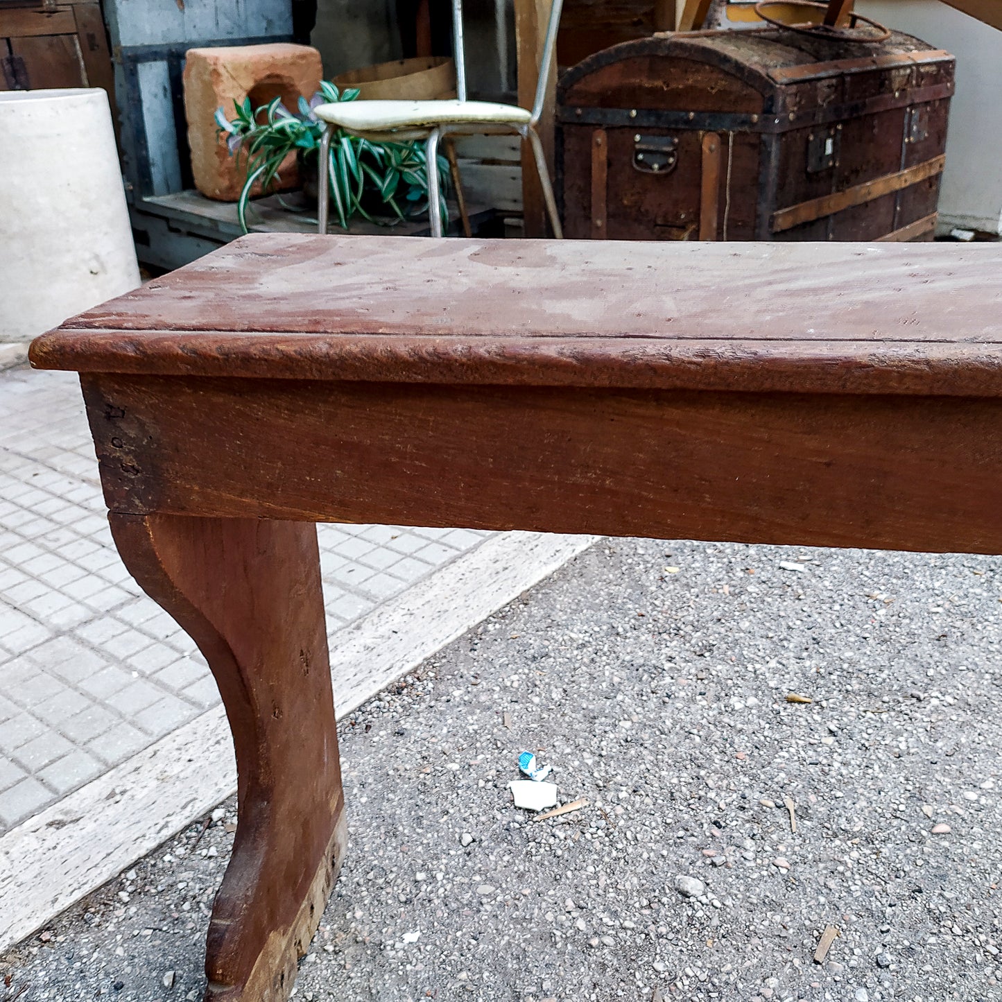 Panca in legno massello di olmo da restaurare Italia epoca fine 700