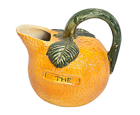 Teiera brocca caraffa in ceramica arancione a forma di arancia Italia 1970