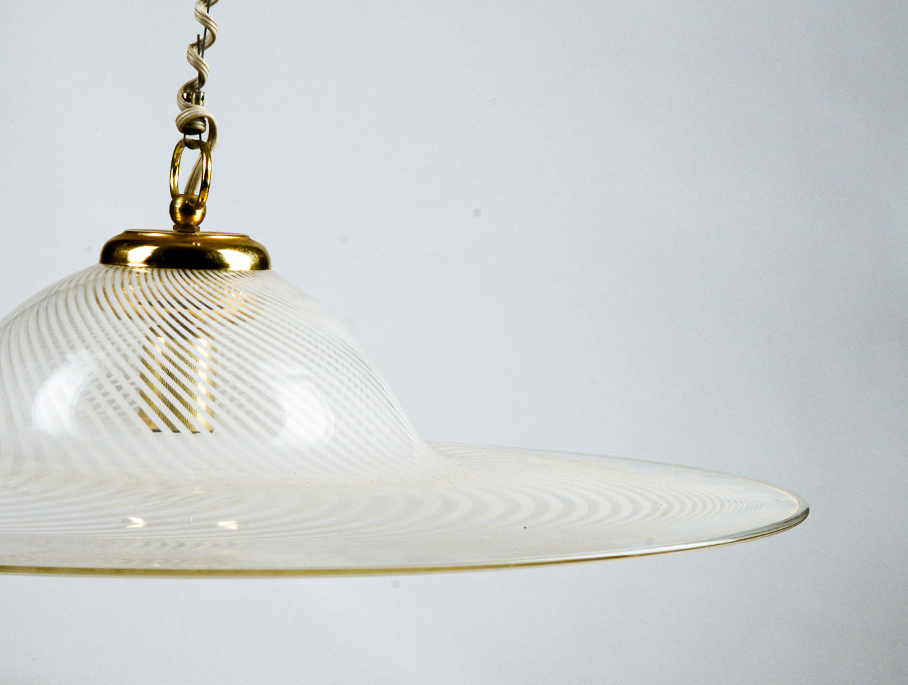Lampadario Lampada Da Soffitto In Vetro Di Murano Spirale Bianco E Trasparente Italia Anni 80