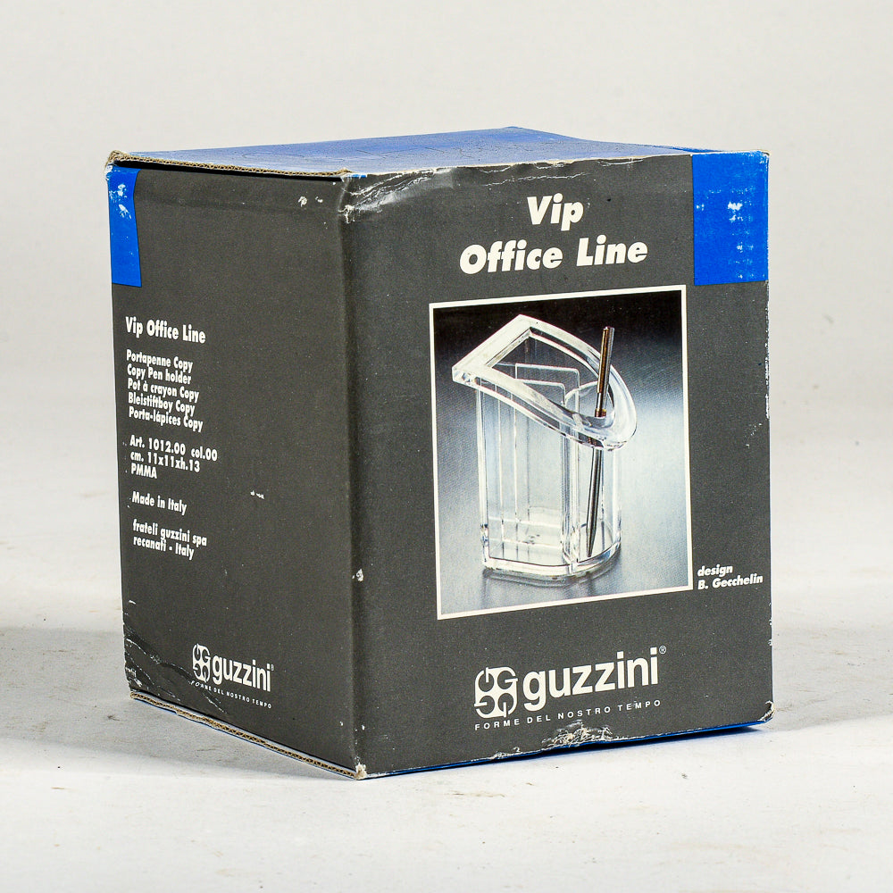 Porta penne in plexiglass della dita Guzzini design B. Gecchelin art 1012.00 con scatola originale 1990