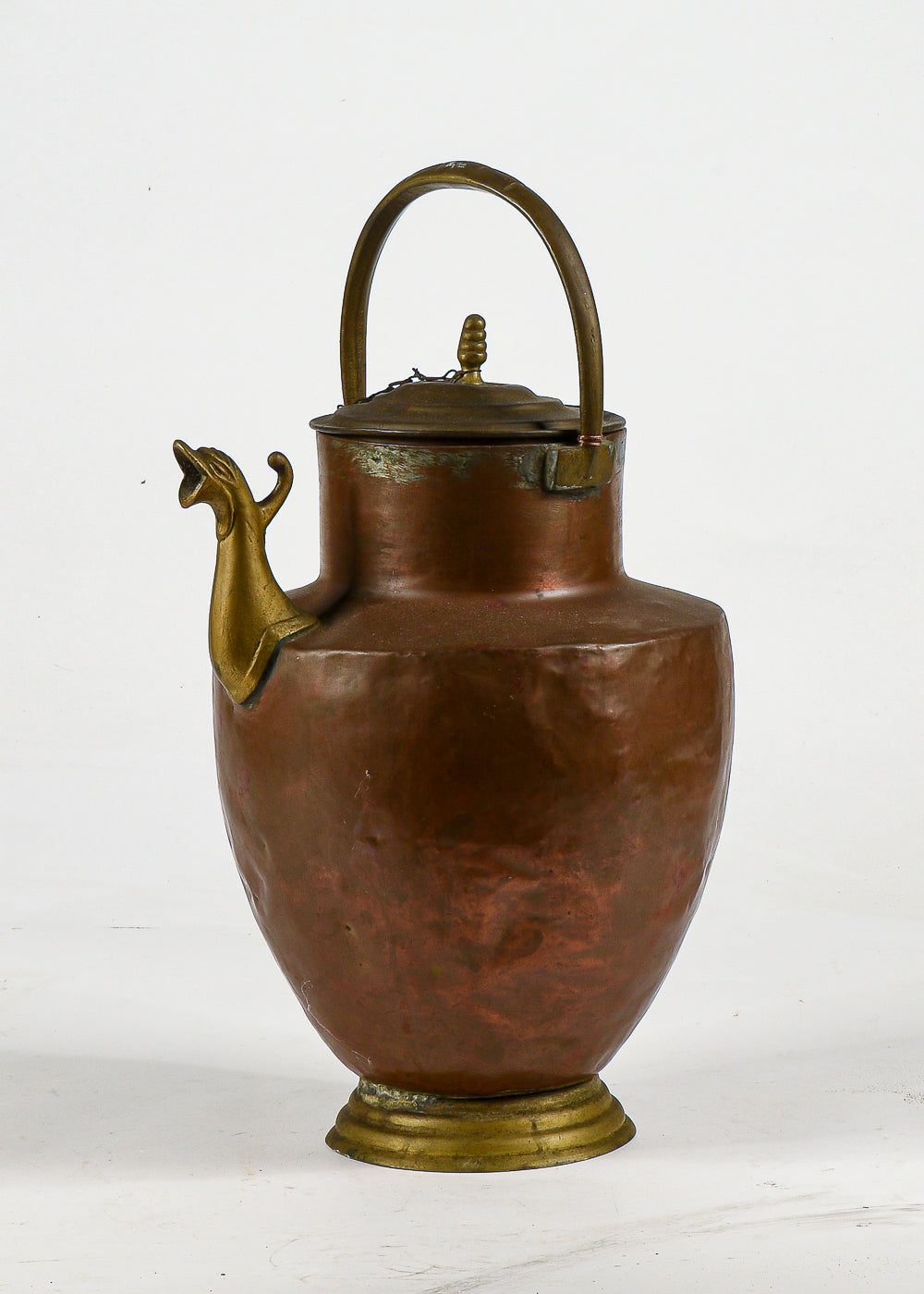 Anfora brocca in rame con beccuccio in ottone Italia 1800
