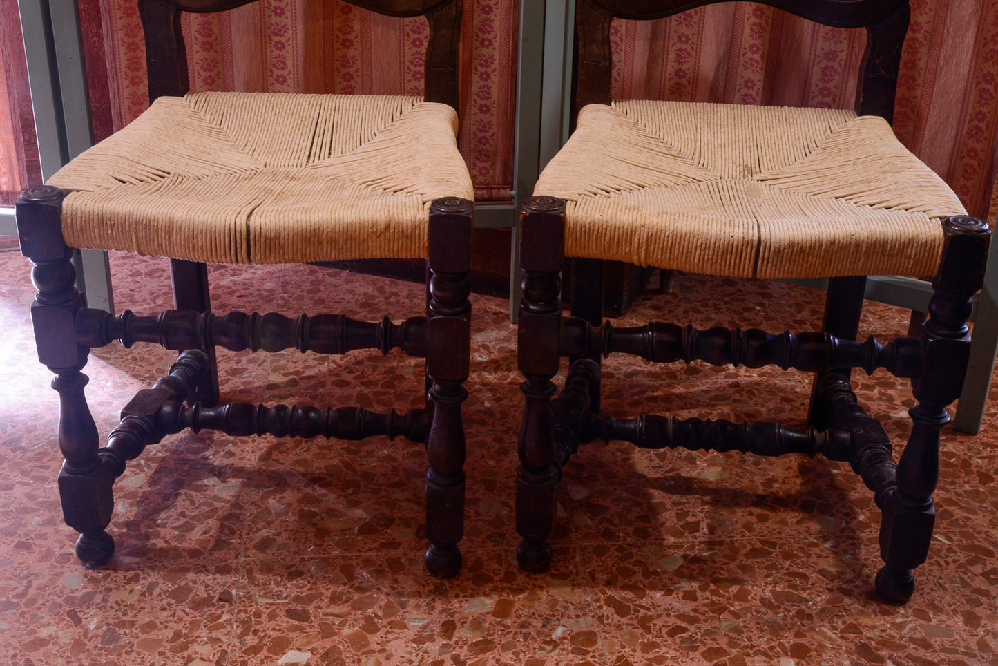 COPPIA DI SEDIE A ROCCHETTO REALIZZATE NEL TARDO 800