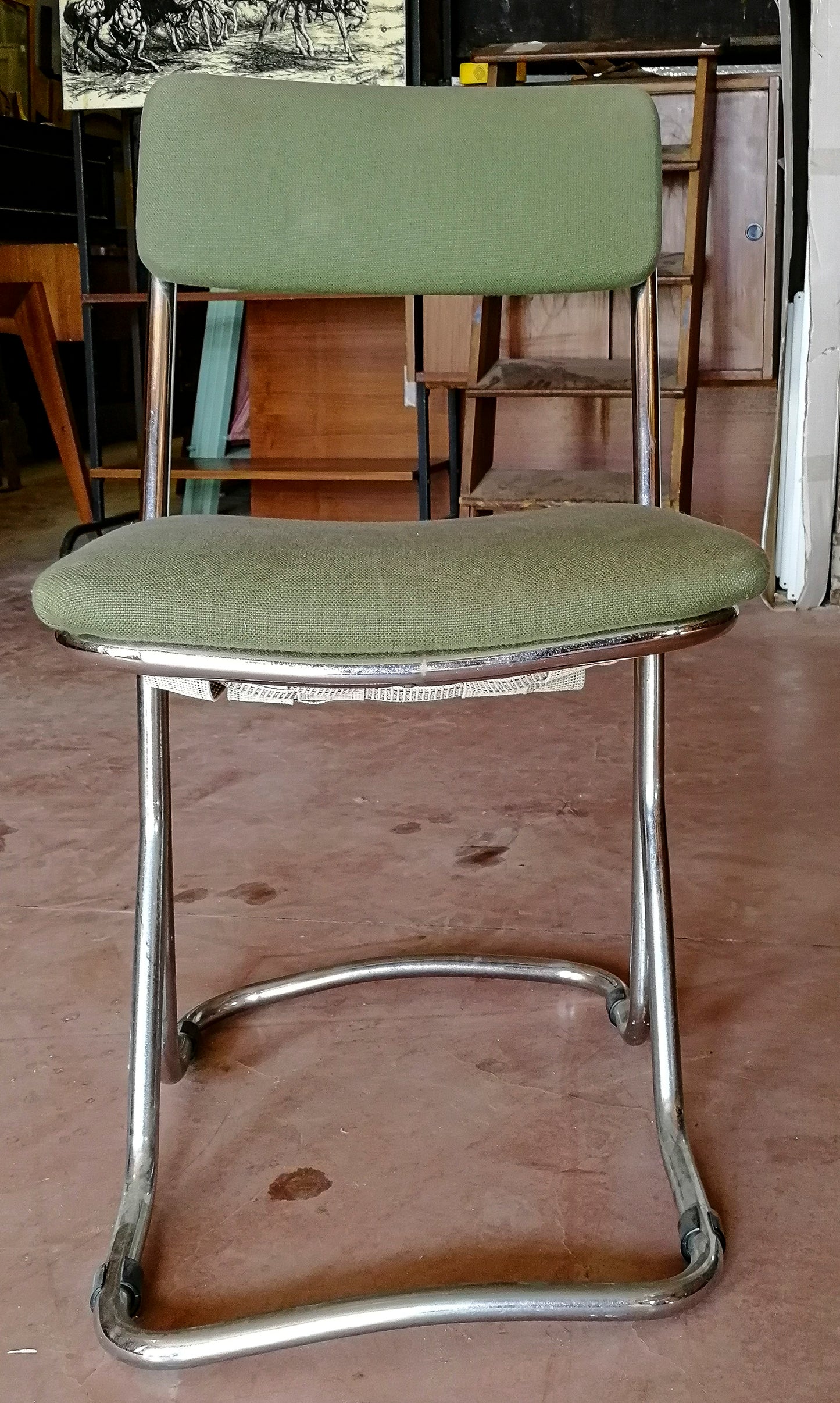 SEDIA IN METALLO SAGOMATO E CROMATO, ITALIA 1970