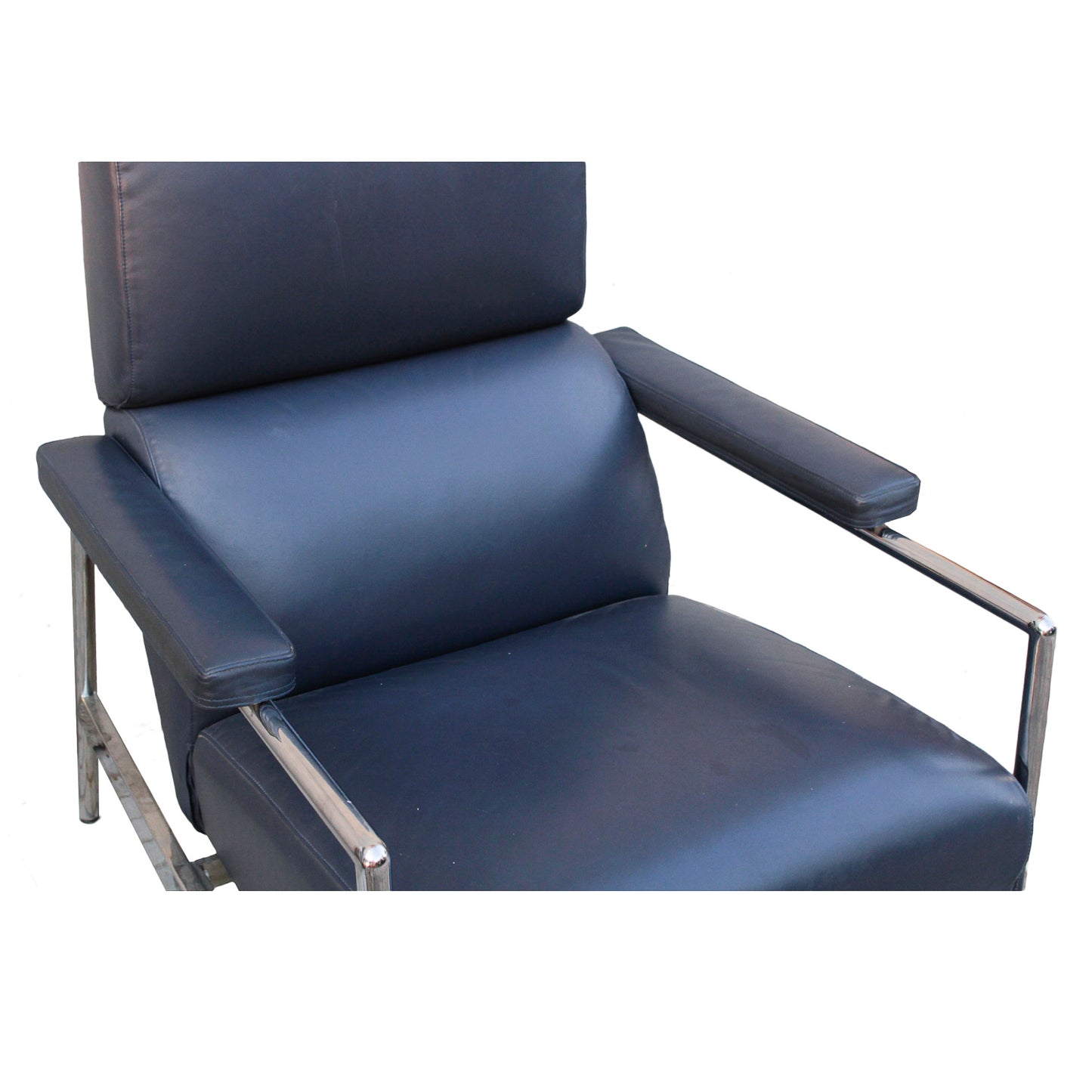 POLTRONA RECLINABILE IN PELLE BLU MARCATA VERZELLONI