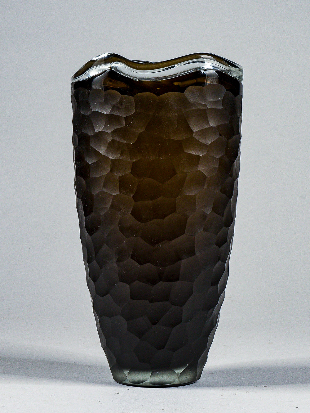 Vaso vetro murano nero smerigliato ad alveare nido d'ape design Italia 1960