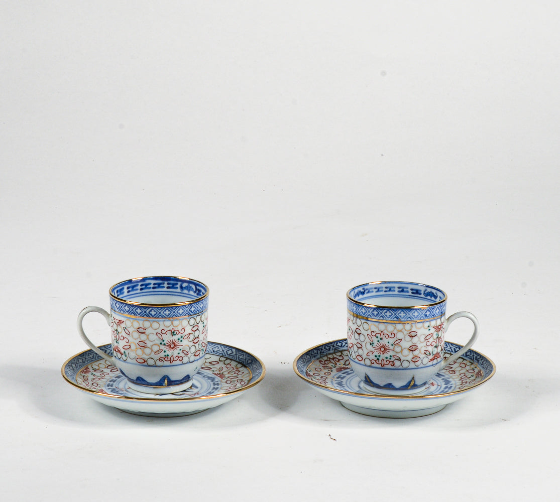 Coppia tazzine da the con decoro cinese orientale epoca metà del 900