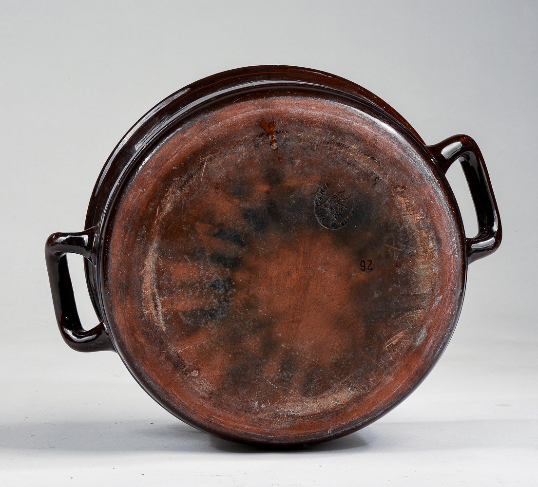 pentola recipiente in terracotta smaltata con doppio manico