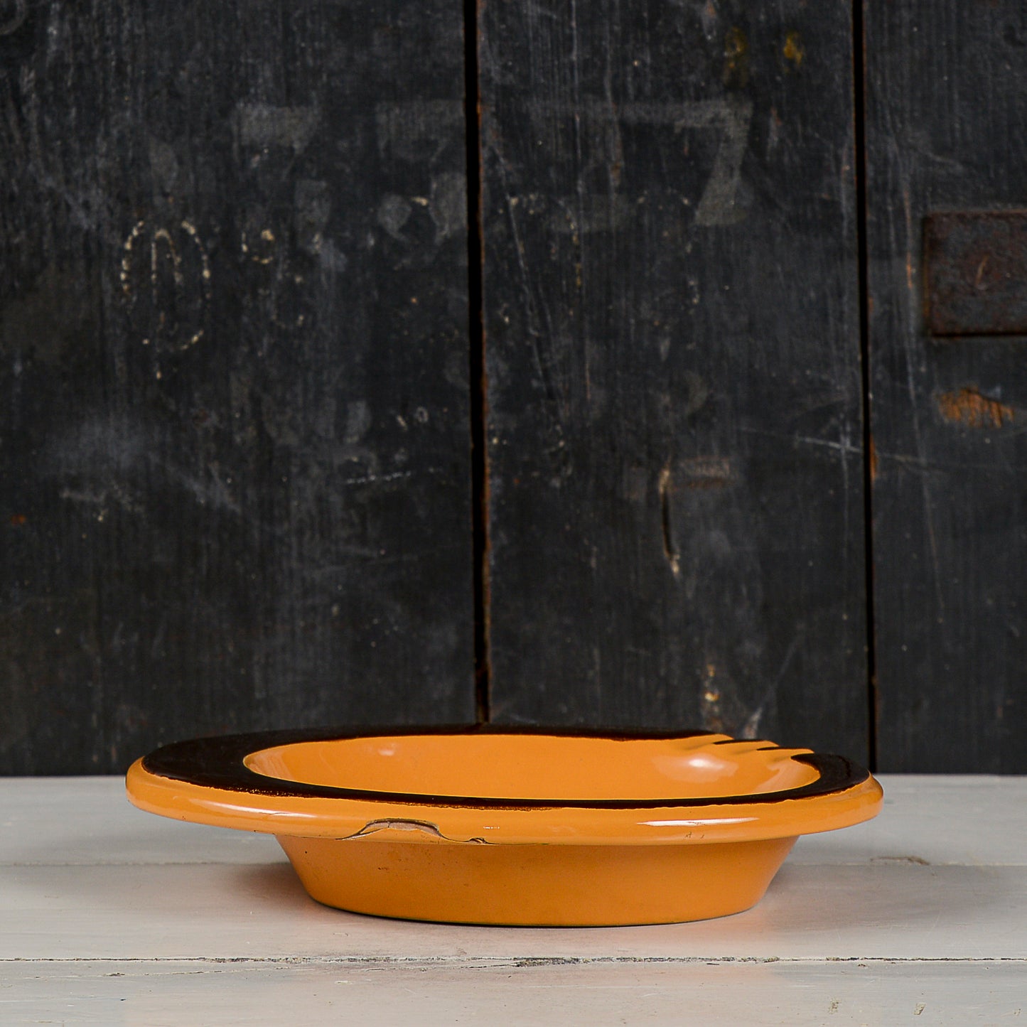 Posacenere vuotatasche rometti ceramica arancione vintage