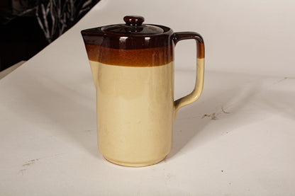 SERVIZIO DA CAFFé IN TERRACOTTA SMALTATA MARRONE E GIALLO CREMA ITALIA 1970