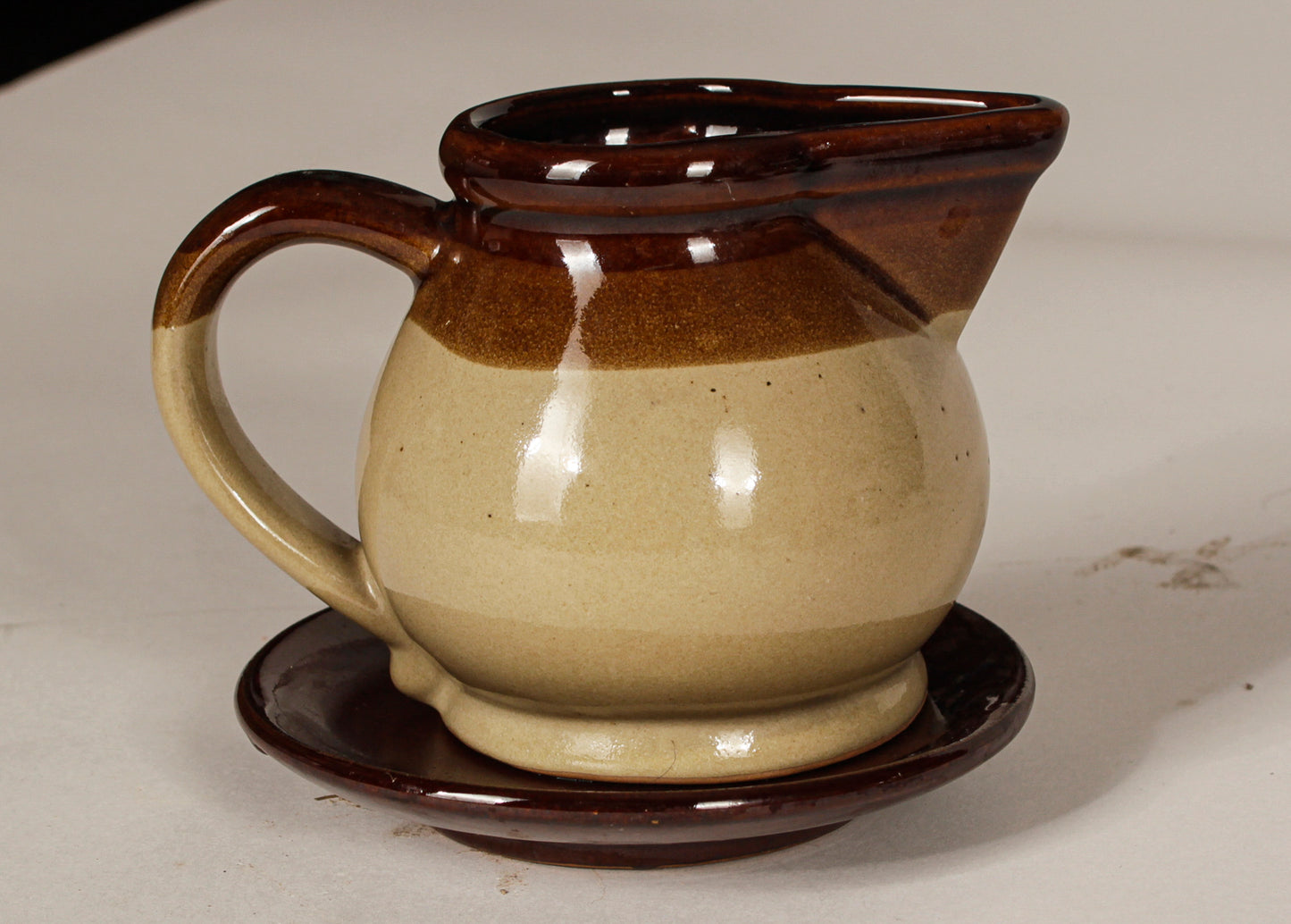SERVIZIO DA CAFFé IN TERRACOTTA SMALTATA MARRONE E GIALLO CREMA ITALIA 1970
