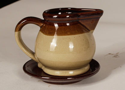 SERVIZIO DA CAFFé IN TERRACOTTA SMALTATA MARRONE E GIALLO CREMA ITALIA 1970