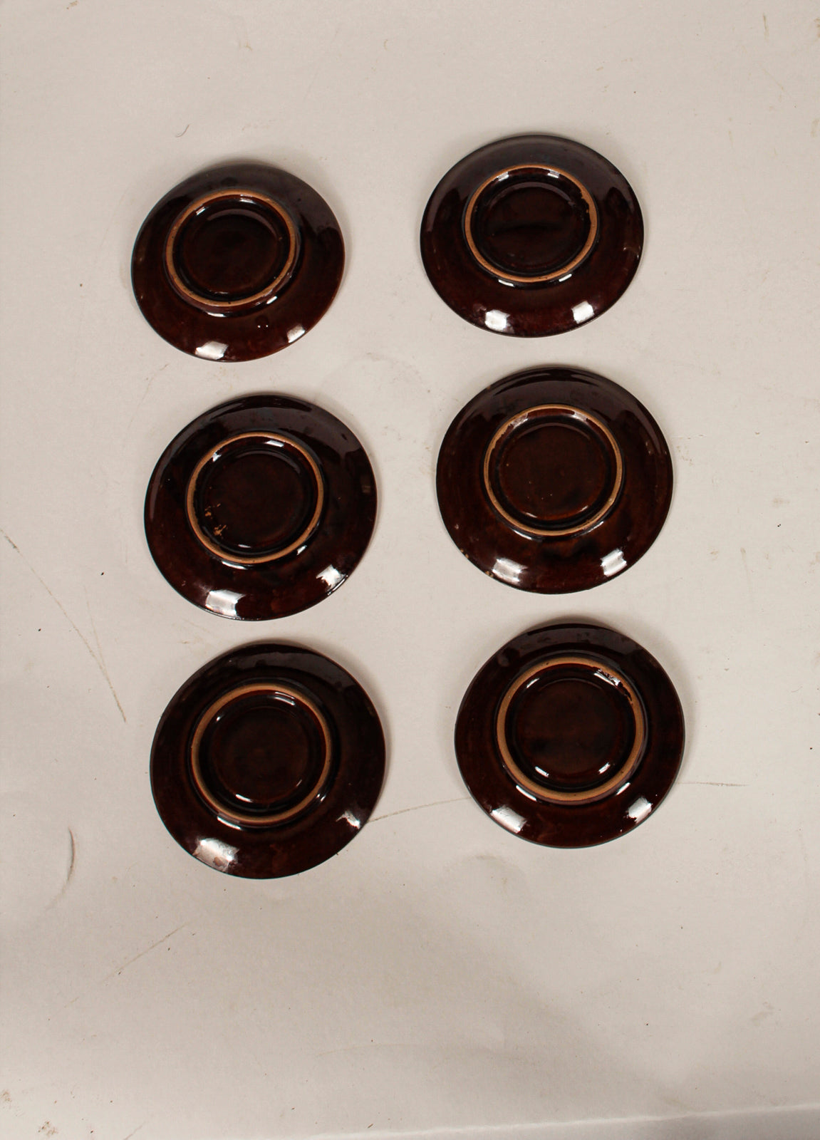 SERVIZIO DA CAFFé IN TERRACOTTA SMALTATA MARRONE E GIALLO CREMA ITALIA 1970