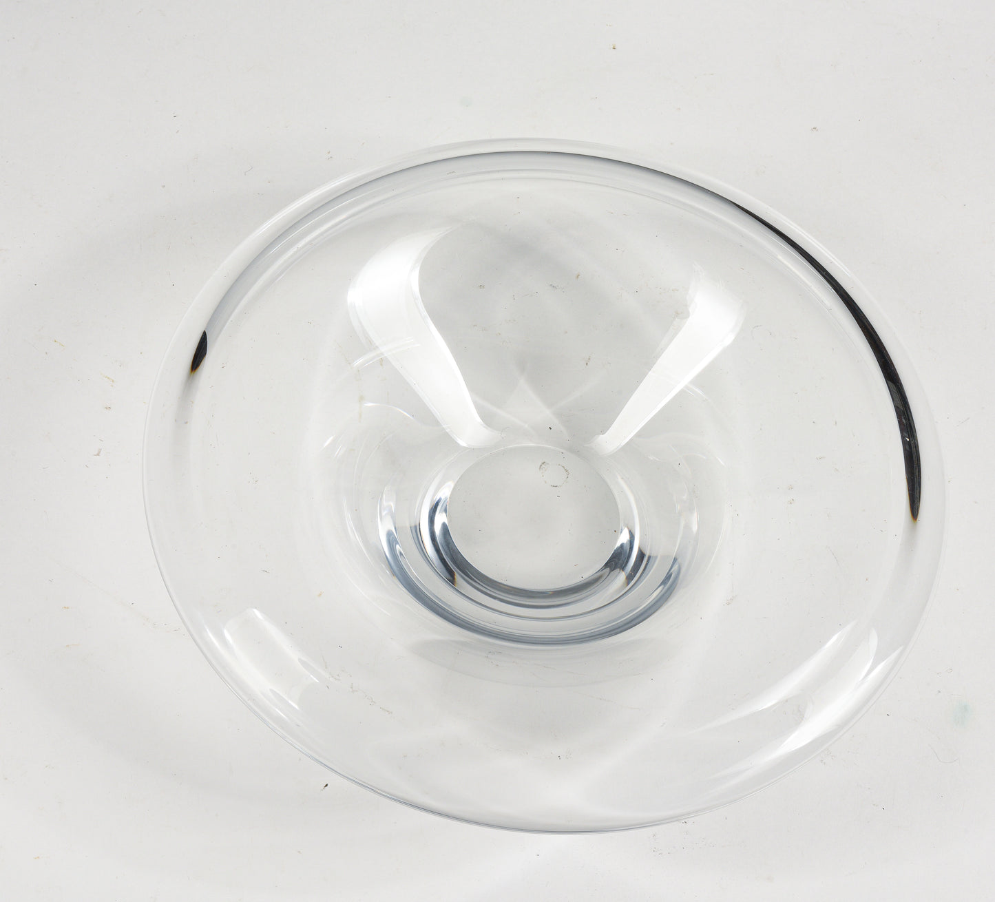 Ciotola in vetro trasparente lavorato a mano Italia metà 900