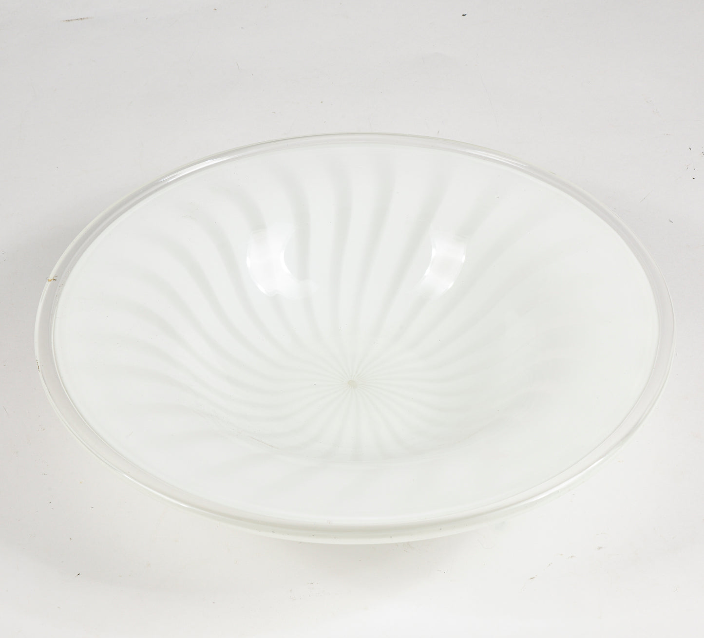 Piatto, ciotola, centrotavola in vetro striato Murano 1980