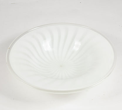 Piatto, ciotola, centrotavola in vetro striato Murano 1980