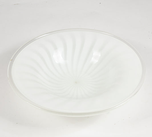 Piatto, ciotola, centrotavola in vetro striato Murano 1980