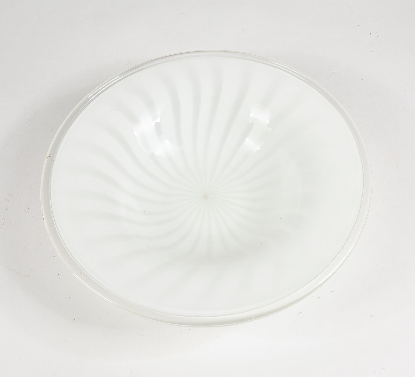 Piatto, ciotola, centrotavola in vetro striato Murano 1980