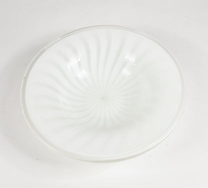 Piatto, ciotola, centrotavola in vetro striato Murano 1980