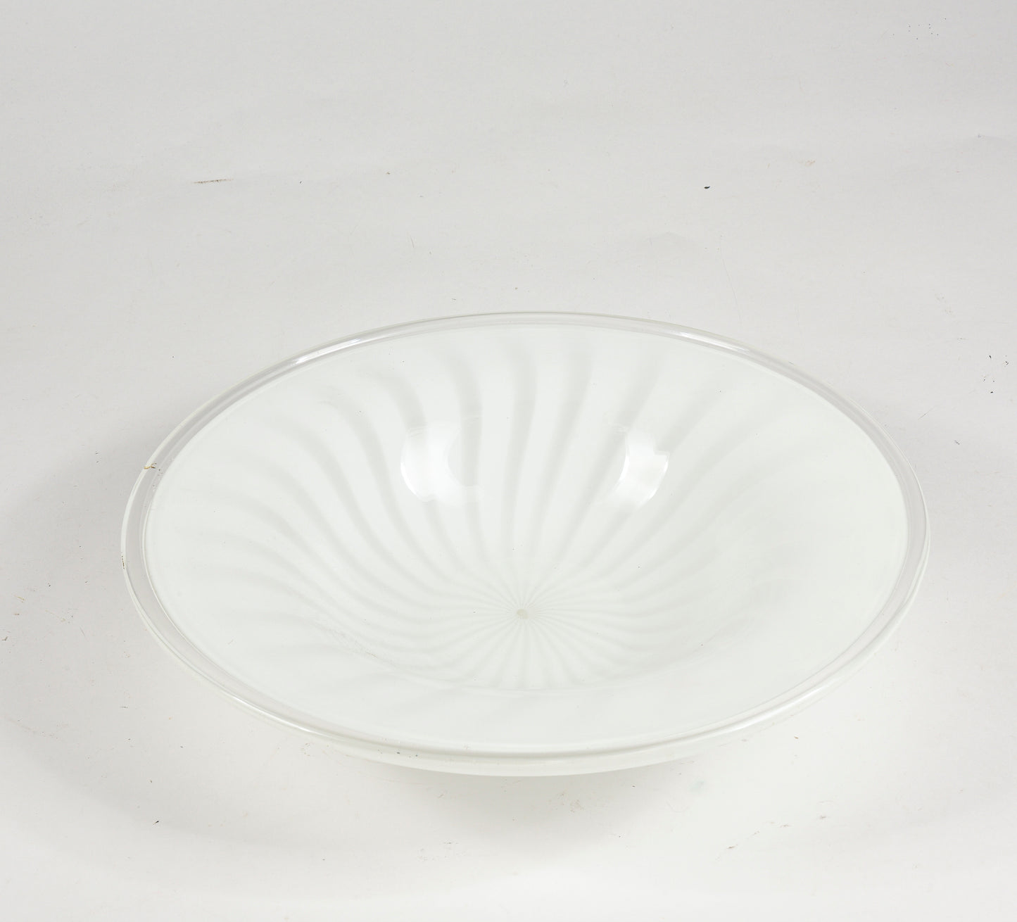 Piatto, ciotola, centrotavola in vetro striato Murano 1980
