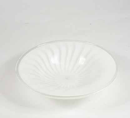 Piatto, ciotola, centrotavola in vetro striato Murano 1980