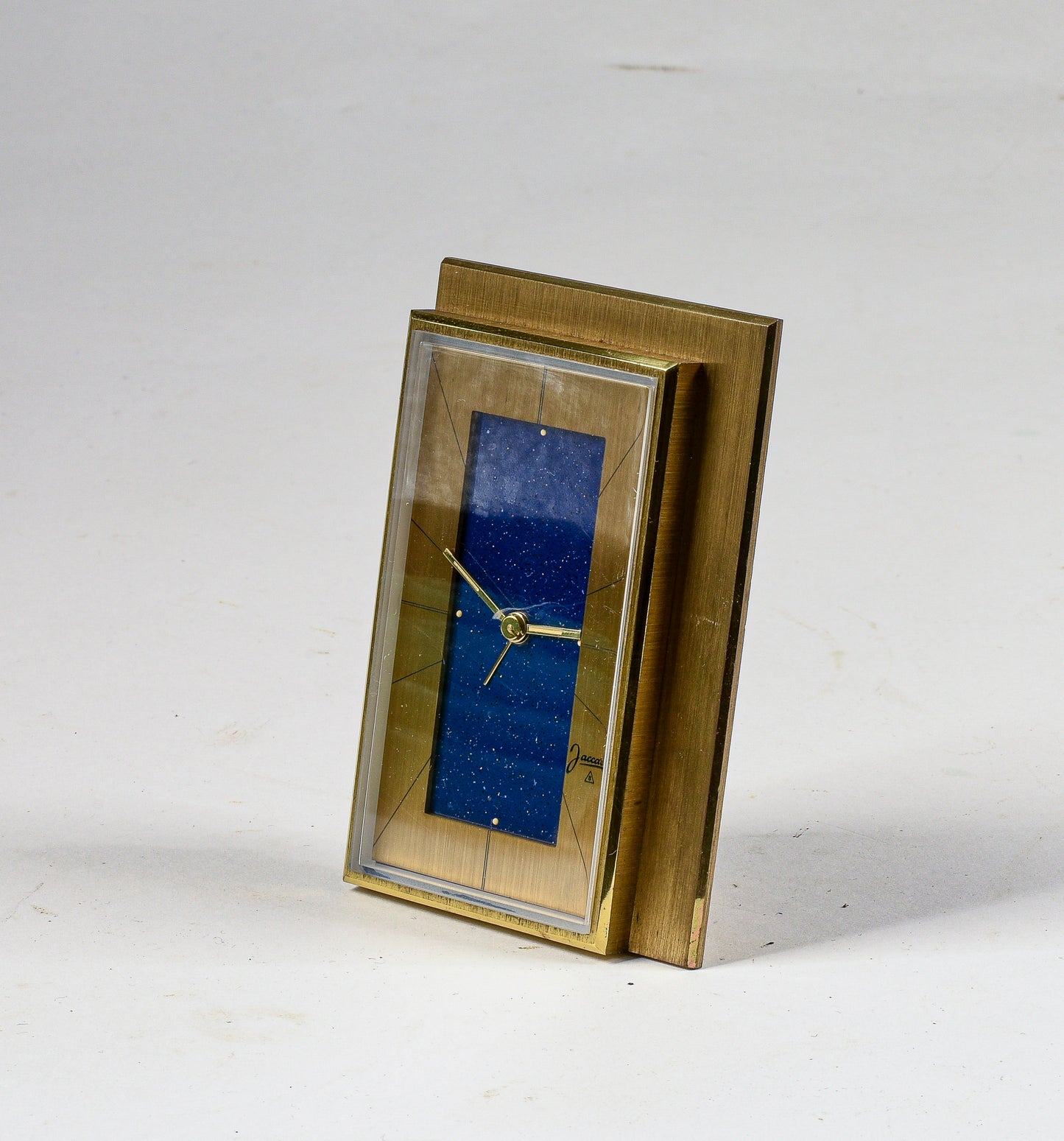 Sveglia orologio da tavolo marcata Jaccard in metallo dorato con suoneria originale anni '50