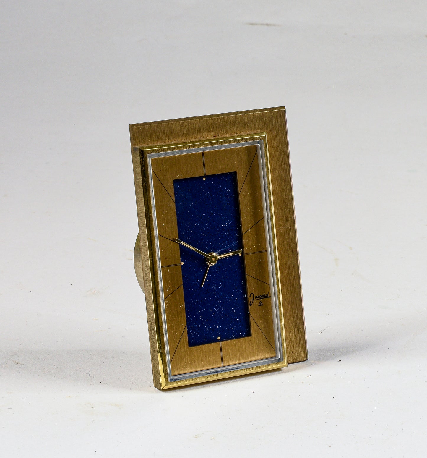 Sveglia orologio da tavolo marcata Jaccard in metallo dorato con suoneria originale anni '50