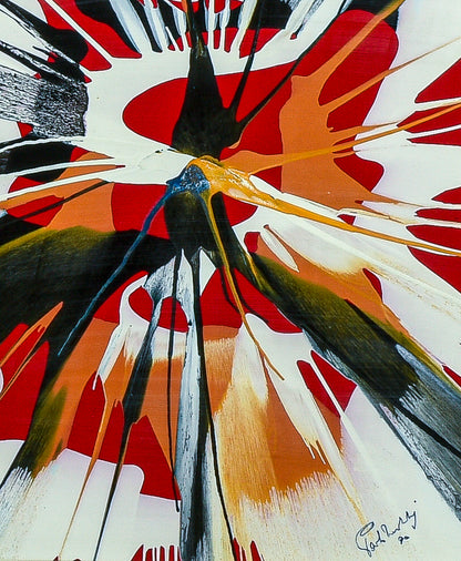 Quadro astratto futurista tecnica vernice  firmato e datato 1970