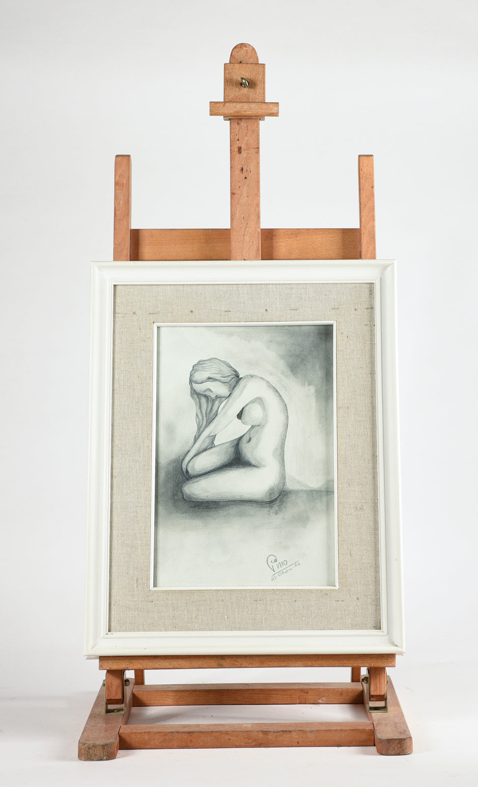 Quadro disegno incorniciato realizzato a mano con firma e data 23 ottobre 1974