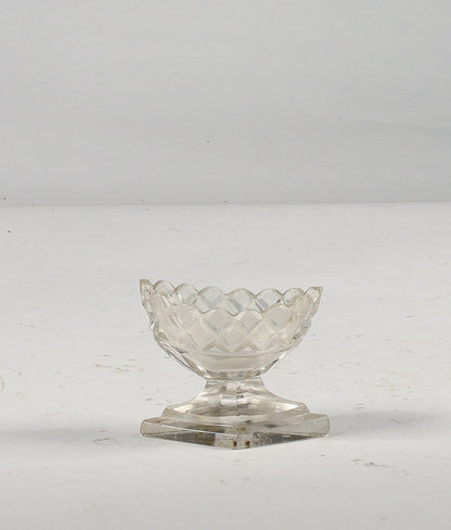 Piccolo vaso alzatina in cristallo molato smerigliato Italia anni 80