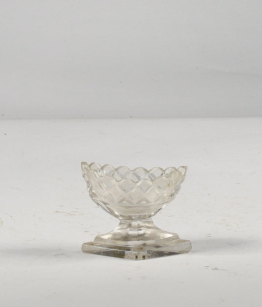 Piccolo vaso alzatina in cristallo molato smerigliato Italia anni 80
