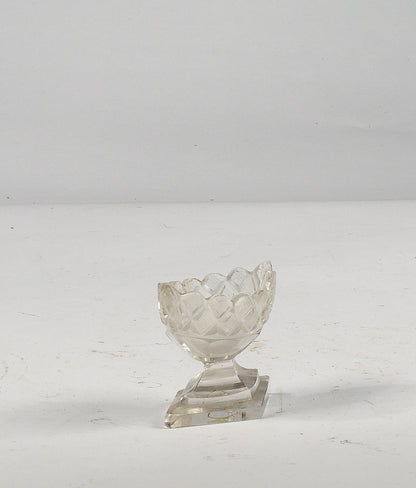Piccolo vaso alzatina in cristallo molato smerigliato Italia anni 80