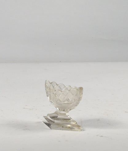 Piccolo vaso alzatina in cristallo molato smerigliato Italia anni 80
