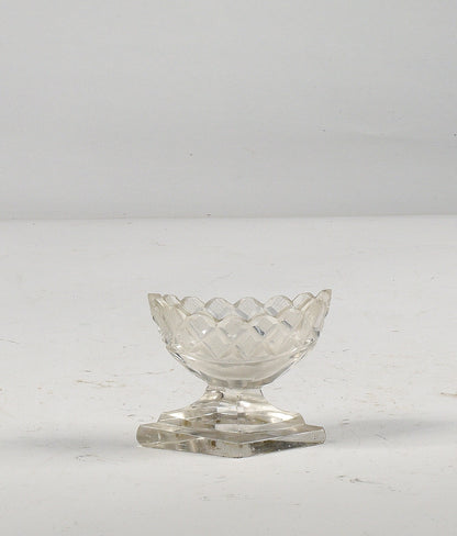 Piccolo vaso alzatina in cristallo molato smerigliato Italia anni 80
