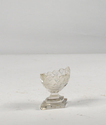 Piccolo vaso alzatina in cristallo molato smerigliato Italia anni 80
