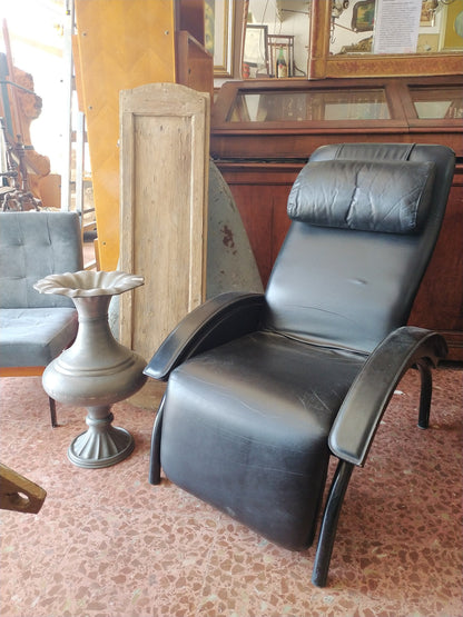 Poltrona reclinabile similpelle nera Giovanardi Poltrona Sogno Brevettata Italia anni 1980