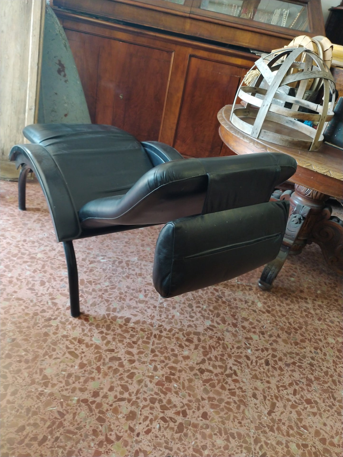 Poltrona reclinabile similpelle nera Giovanardi Poltrona Sogno Brevettata Italia anni 1980
