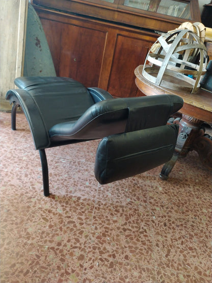 Poltrona reclinabile similpelle nera Giovanardi Poltrona Sogno Brevettata Italia anni 1980