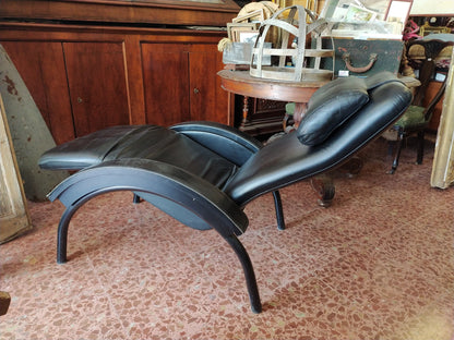Poltrona reclinabile similpelle nera Giovanardi Poltrona Sogno Brevettata Italia anni 1980