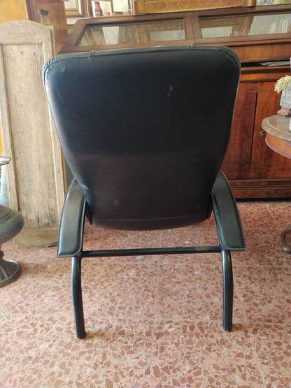 Poltrona reclinabile similpelle nera Giovanardi Poltrona Sogno Brevettata Italia anni 1980