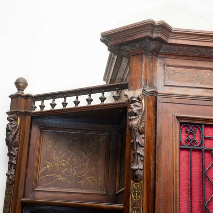Credenza libreria legno massello scantonata tre ante griglia in metallo senza cimasa