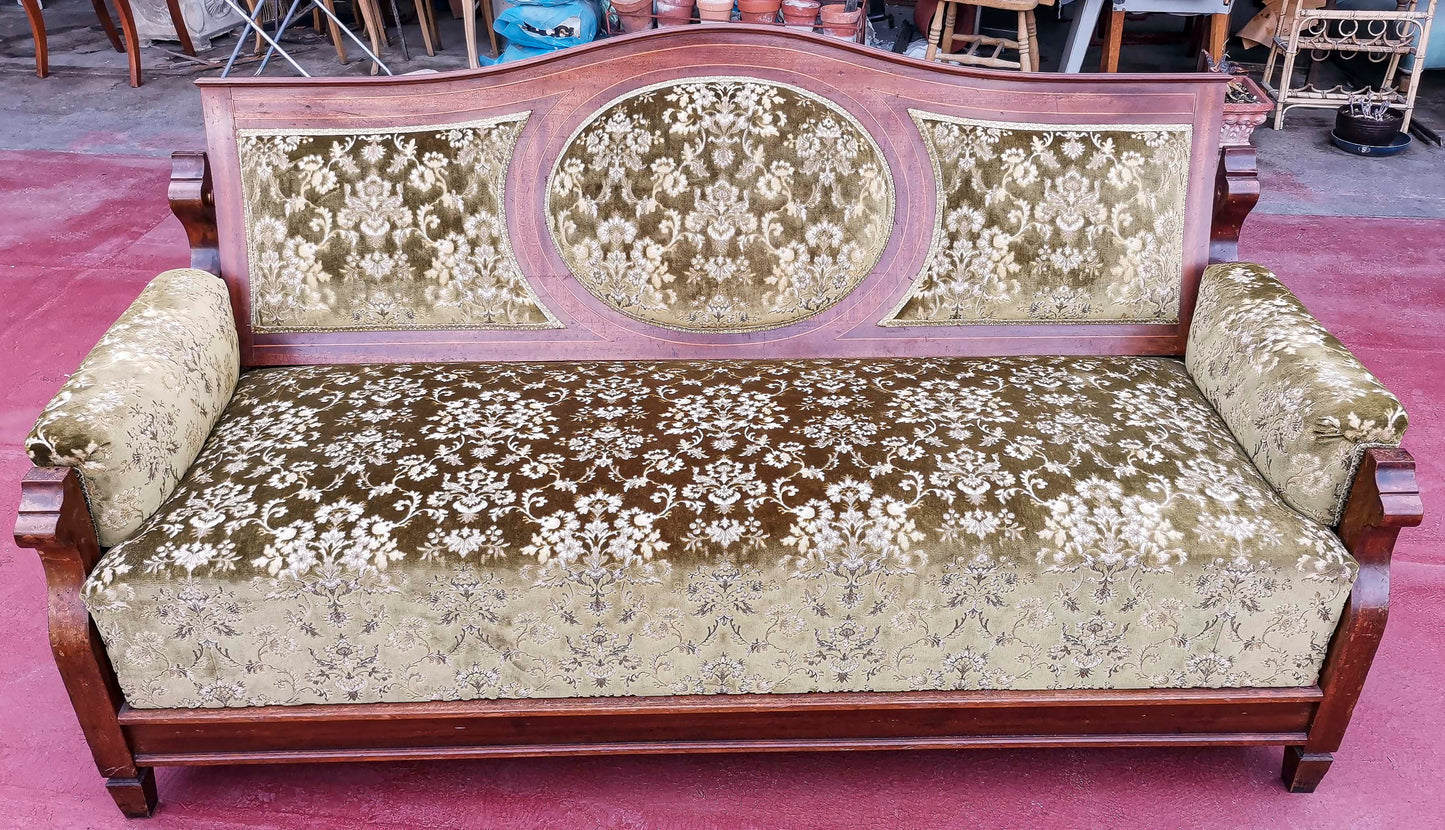 Divano letto  in tessuto damascato Italia epoca Liberty Art Nouveau