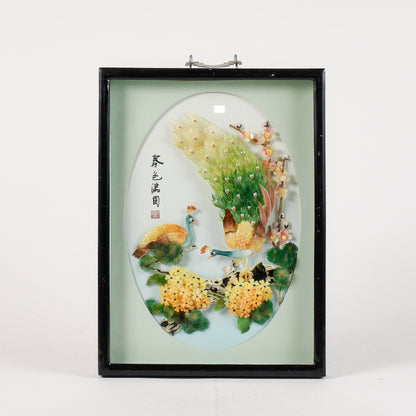 Quadro orientale con pavoni in madre perla