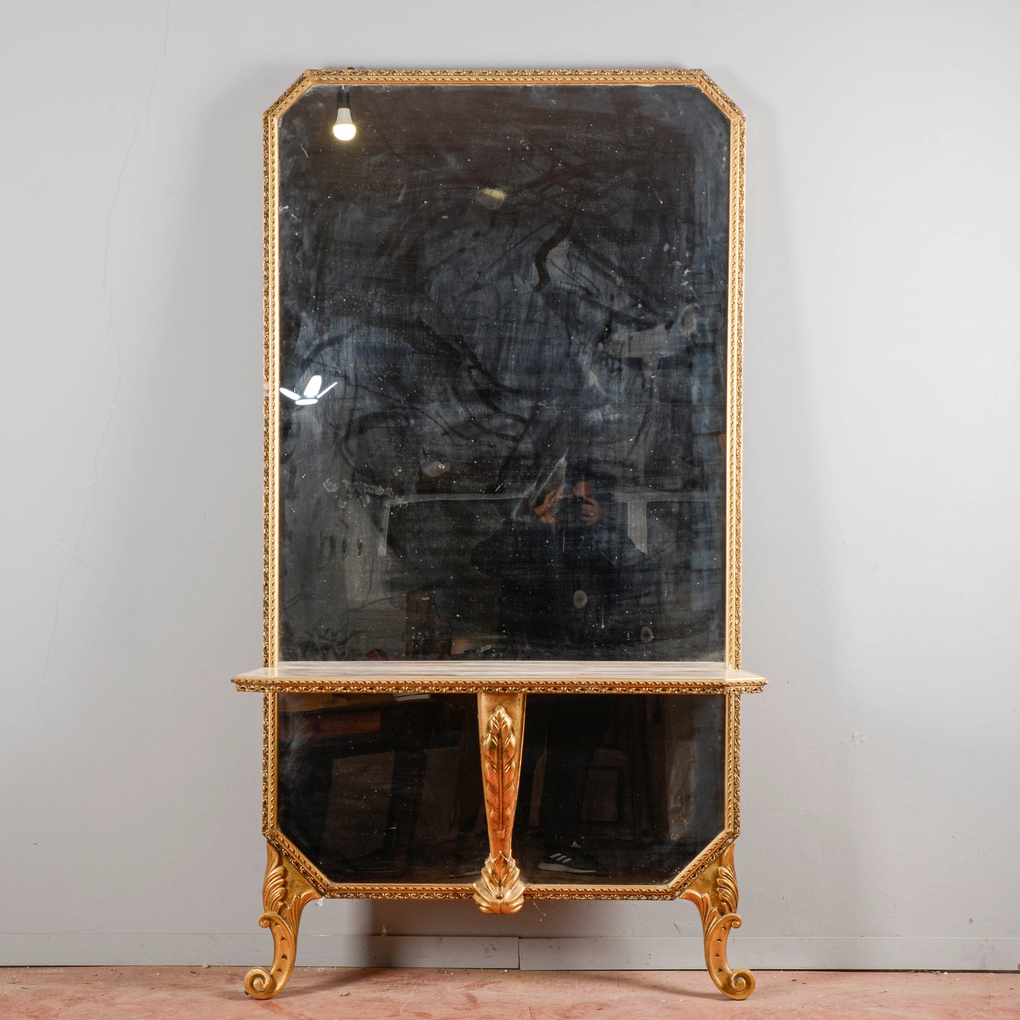 Consolle Specchio Parete Con Mensola Da Terra Mid Century