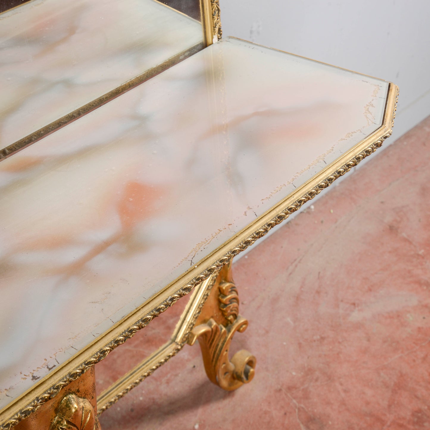 Consolle Specchio Parete Con Mensola Da Terra Mid Century