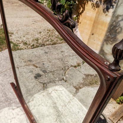Specchio specchiera in legno mossa e  intagliata Italia  1950